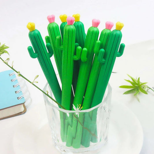 25/50 PCS Cute Green Cactus Flower Gel Pen - ChildAngle
