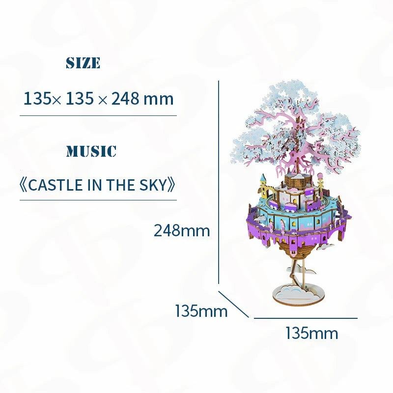 Rompecabezas de madera 3D, coloridos y ensamblables, caja de música móvil