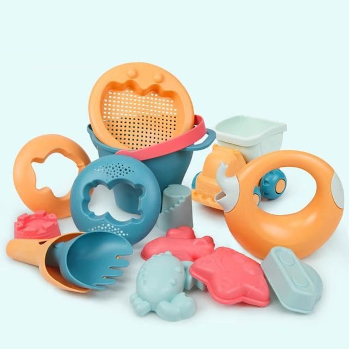 5-14PCS Beach Toys for Kids Sand Toys Set with Bucket Animal Mold