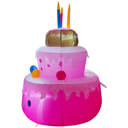 5.41 Feet BDay Yard Inflatables Blow up Birthday Cake with LED Lights - ChildAngle