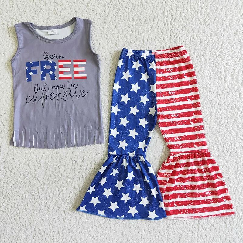 ChildAngle 4th of July Flared Pants Bell Bottom Girls Outfits