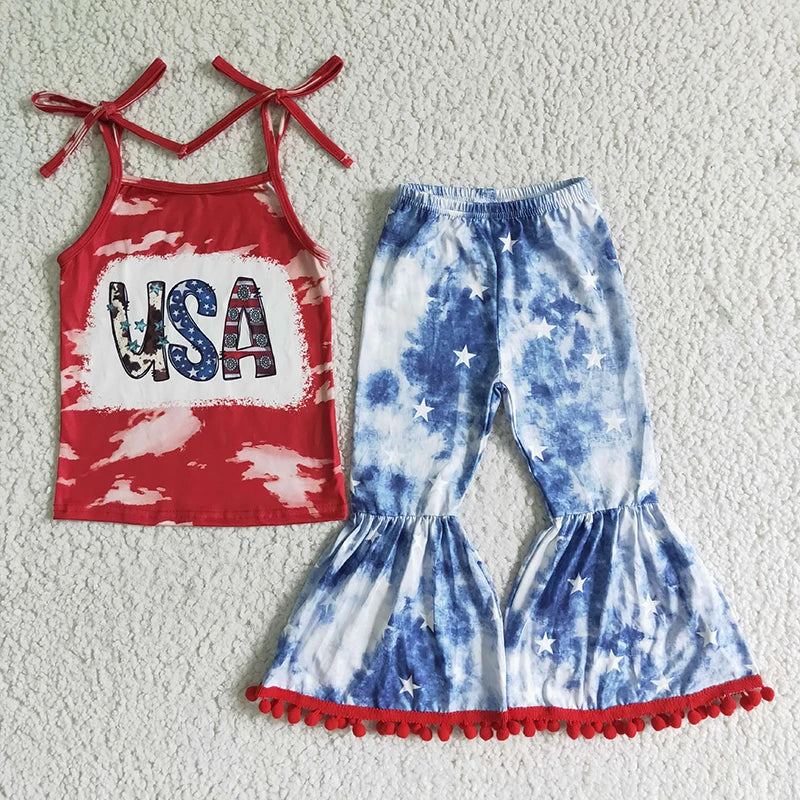 ChildAngle 4th of July Flared Pants Bell Bottom Girls Outfits