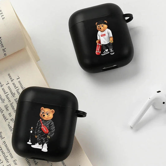 Bear AirPods Case Black Case - ChildAngle
