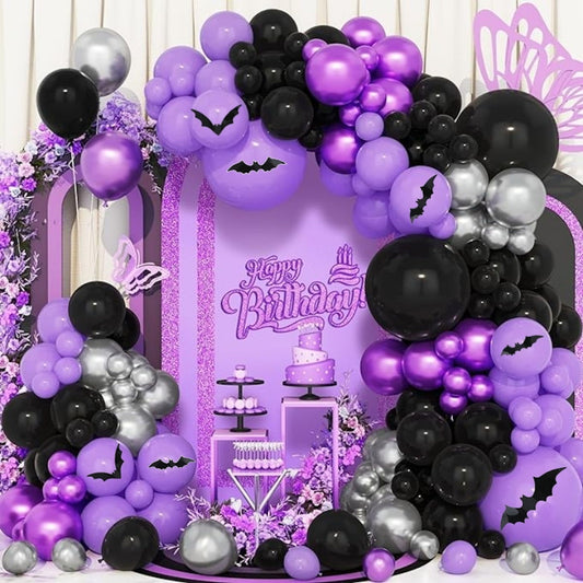 116PCS 18'' Latex Balloon for Halloween Party Purple Bat Theme Colored Balloon Set - ChildAngle
