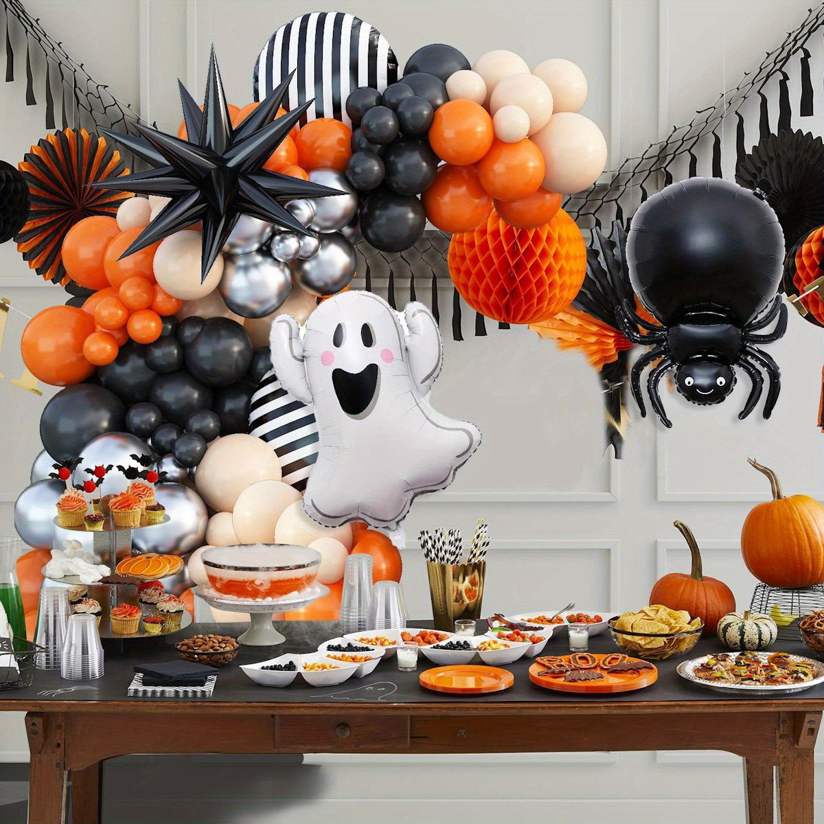 138PCS 23'' Ghost Eyeball Spider Halloween Balloon Garland and Arch Set - ChildAngle