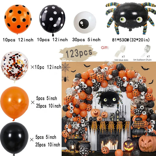 140PCS 32'' Halloween Bat Foil Balloon Spider Balloon for Wall Balloon Garland Set Decoration - ChildAngle