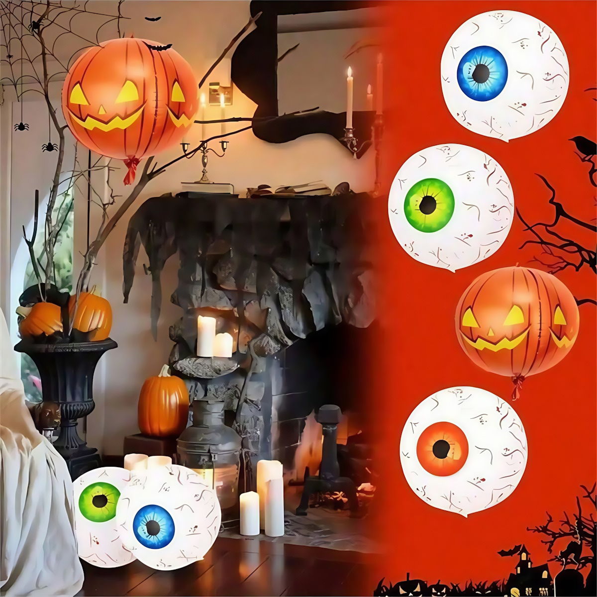 1PC 30'' Balloon Centerpiece Pumpkin Eyeball Black Cat on Moon Spider for Arch Balloon Focal - ChildAngle