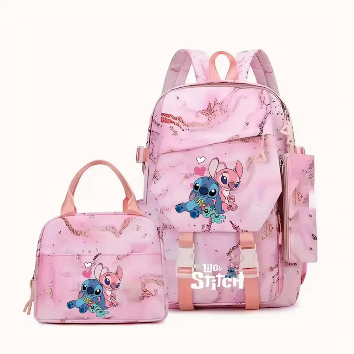 3PCS Preppy Style Stitch Backpack and Lunchbox Pencil Case Set - ChildAngle