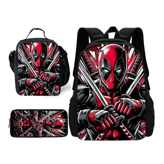 3PCS Deadpool Backpack and Lunchbox Pencil Case Set - ChildAngle