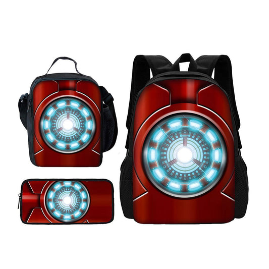 3PCS Iron Man Backpack and Lunchbox Pencil Case Set - ChildAngle