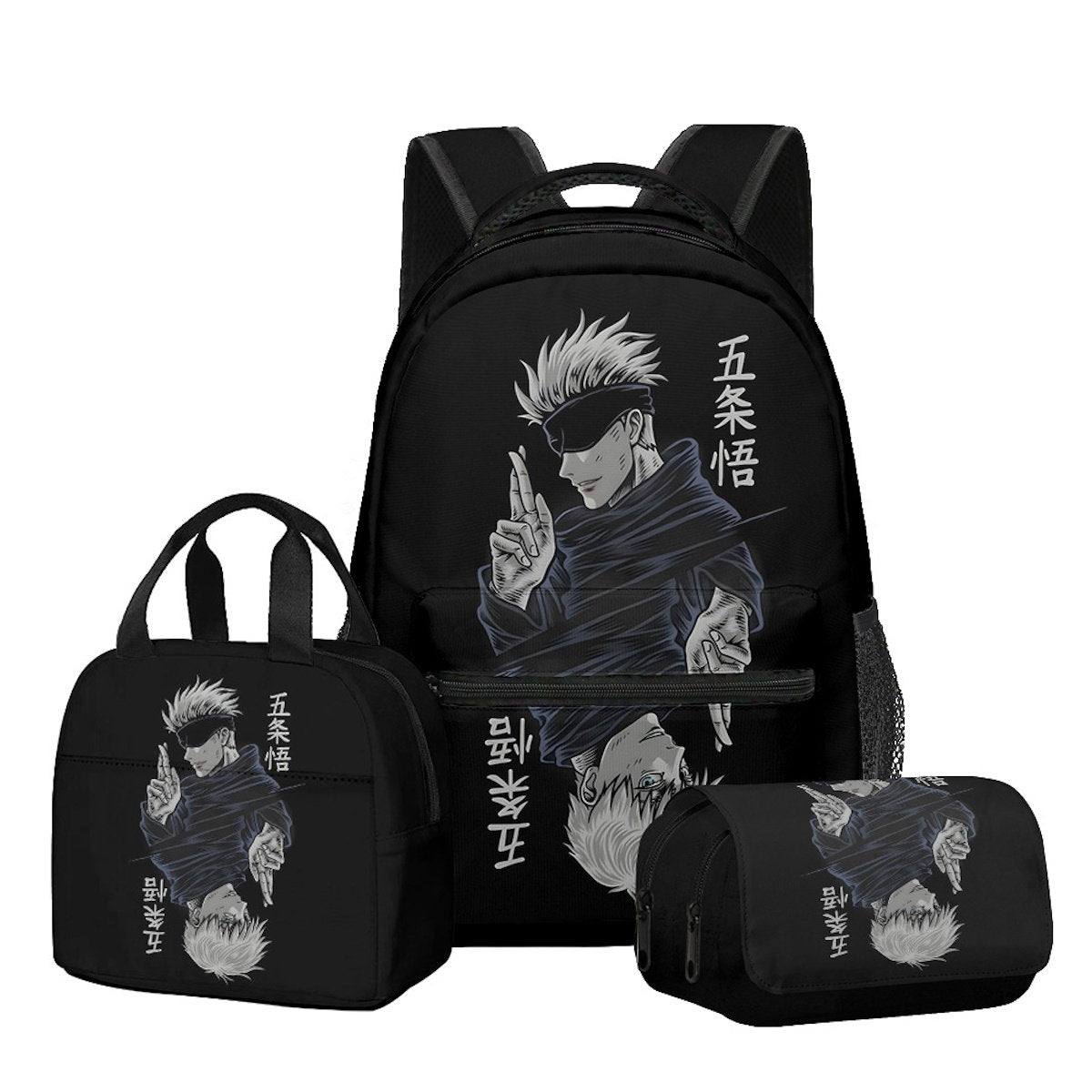 3PCS Jujutsu Kaisen Satoru Gojo Backpack and Lunchbox Pencil Case Set - ChildAngle