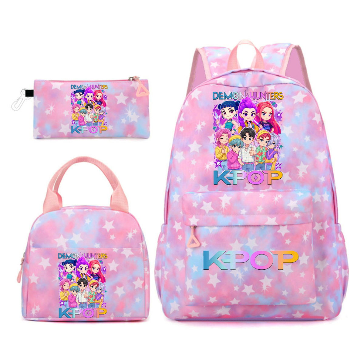 3PCS KPop Demon Hunter Backpack and Lunchbox Pencil Case Set - ChildAngle