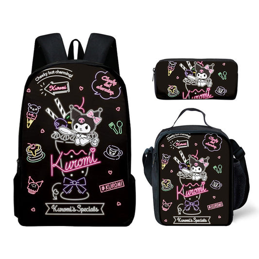 3PCS Kuromi Backpack Lunch Bags and Pencil Case - ChildAngle