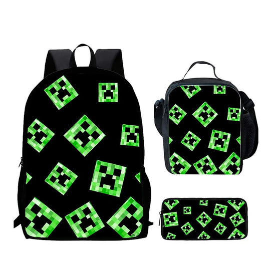 3PCS Minecraft Backpack and Lunchbox Pencil Case Set - ChildAngle