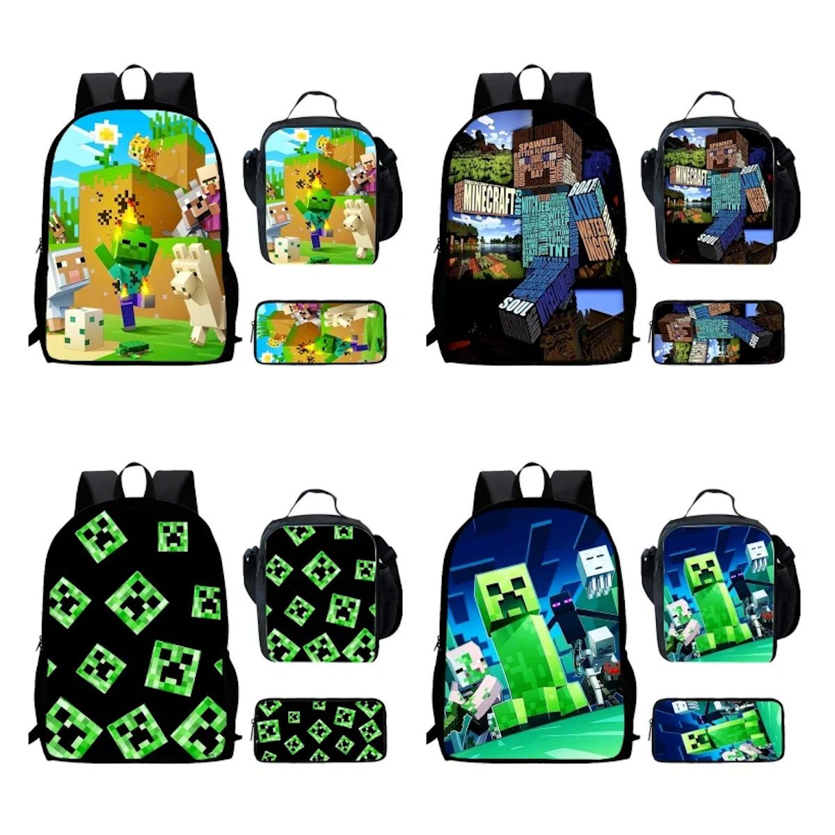 3PCS Minecraft Backpack and Lunchbox Pencil Case Set - ChildAngle