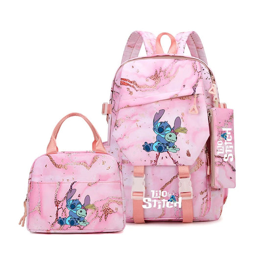 3PCS Preppy Style Stitch Backpack and Lunchbox Pencil Case Set - ChildAngle