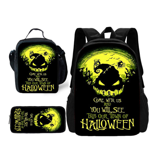 Halloween 3PCS The Nightmare Before Christmas Backpack and Lunchbox Pencil Case Set - ChildAngle