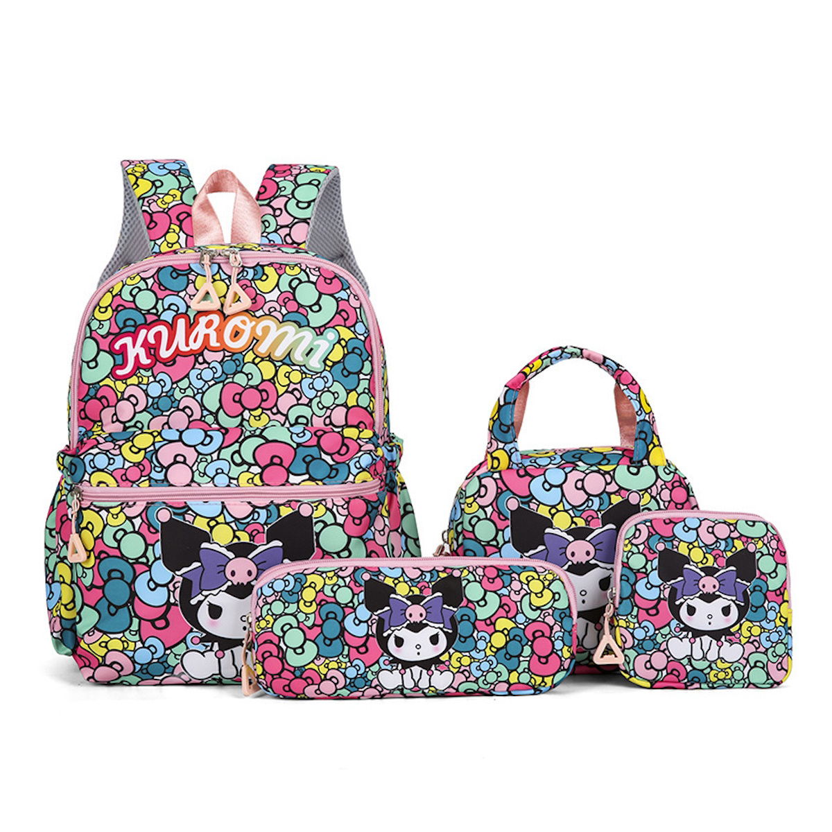 4PCS Kuromi My Melody Hello Kitty Sanrio Backpack and Lunchbox Pencil Case Set - ChildAngle