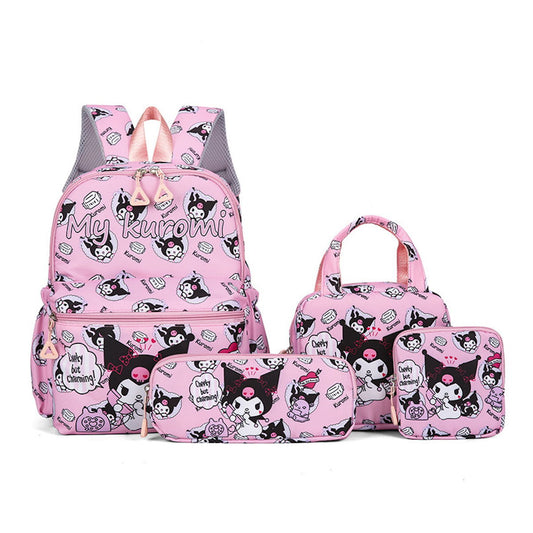 4PCS Kuromi My Melody Hello Kitty Sanrio Backpack and Lunchbox Pencil Case Set - ChildAngle