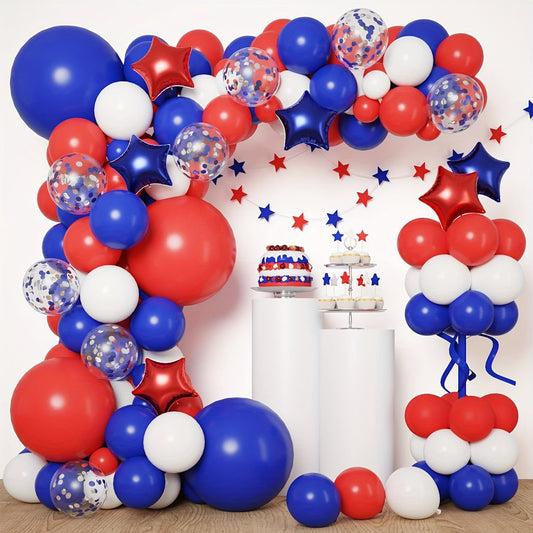 Balloon arch with red, blue, and white balloons in a patriotic theme - ChildAngle 4th of July Balloons Patriotic Balloons Garland