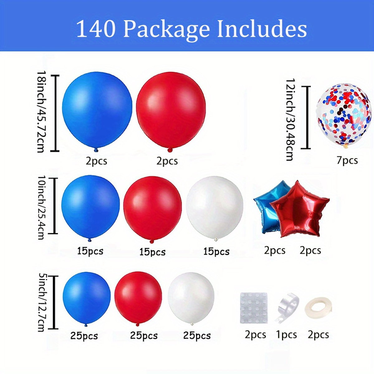 Patriotic balloon arch Stars, Latex Balloons and Confetti Balloons - ChildAngle 4th of July Balloons for Independence Day