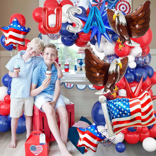 Bald Eagle American flags and USA Letter balloons for 4th of July - ChildAngle