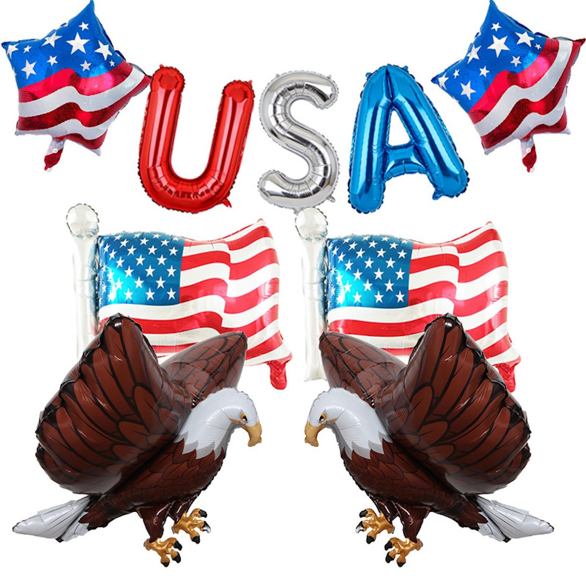 Bald Eagle American flags and USA Letter balloons for 4th of July - ChildAngle