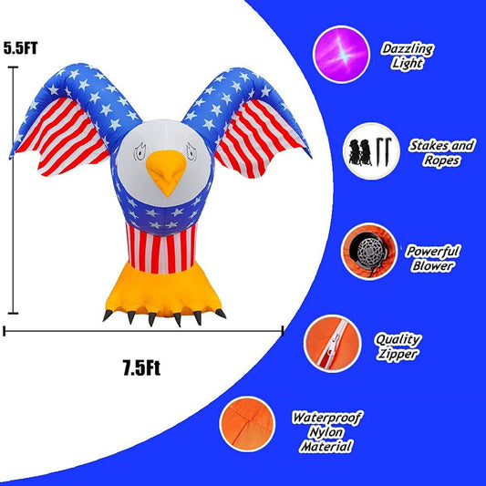 Inflatable eagle with American flag design - ChildAngle 4th of July Inflatables