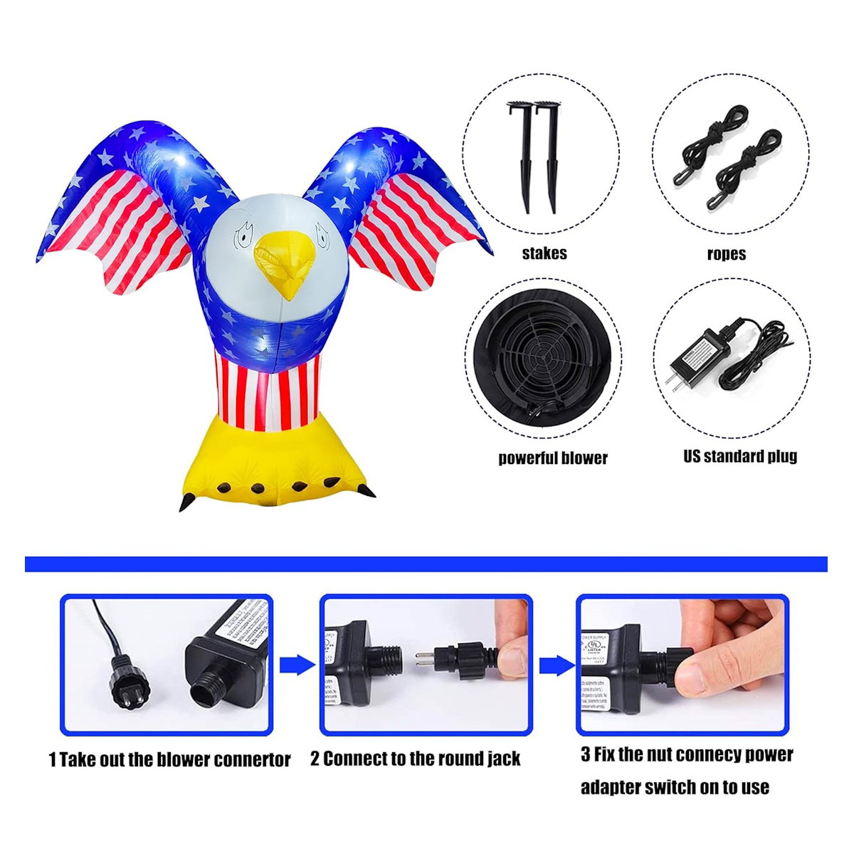 Inflatable eagle with American flag design - ChildAngle 4th of July Inflatables