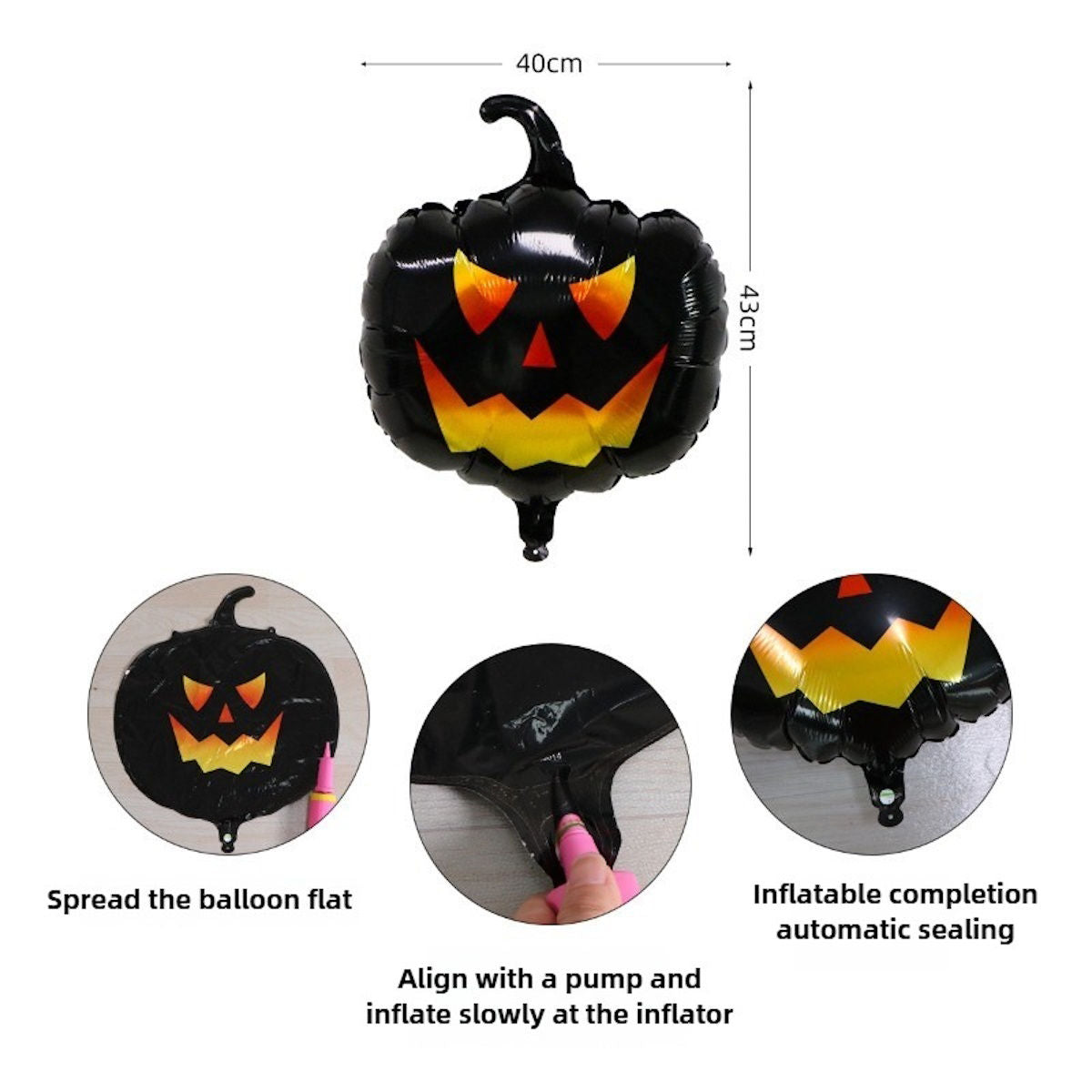 5PCS 16'' Balloon Bouquet for Halloween Witch Bat Grim Reaper Pumpkin Foil Balloon Set - ChildAngle