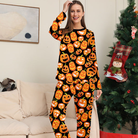 Halloween Family Matching Pajamas Allover Pumpkin Print Sleepwear Family Look Pyjamas - ChildAngle