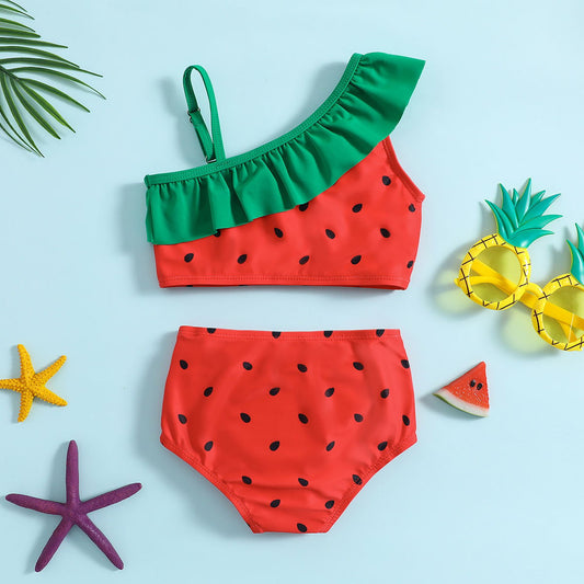 Baby Girls Watermelon One Piece Swimsuits Two Piece Bikini Set - ChildAngle