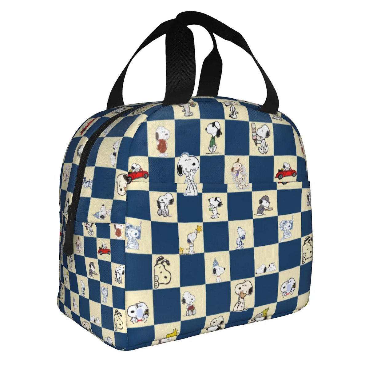 Block Pattern Snoopy Lunch Bag Tote Large Capacity Lunch Bag - ChildAngle