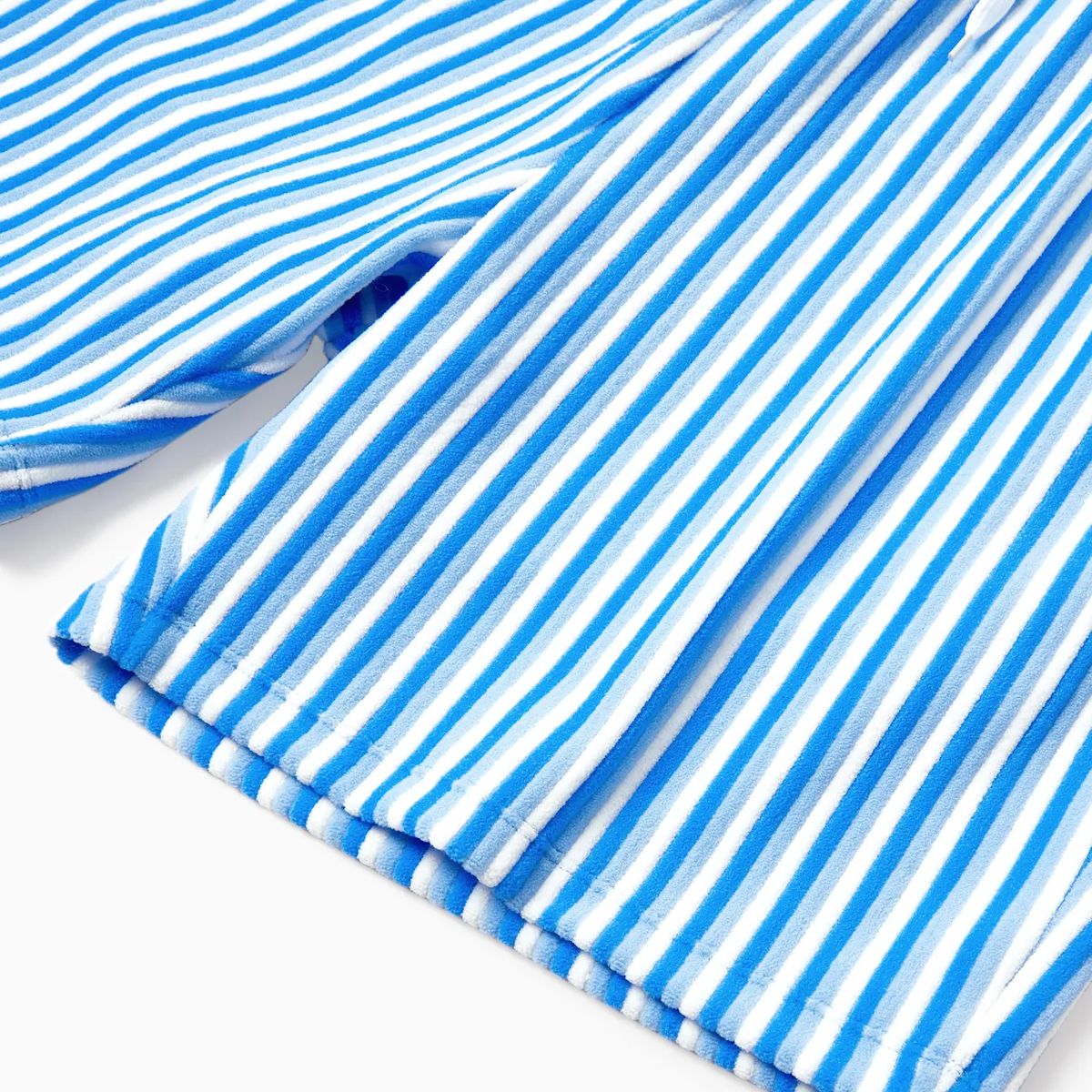 Blue Striped Triangle Bikini Set Halter Neck Family Matching Towel Swimwear with Striped Swim Trunks - ChildAngle