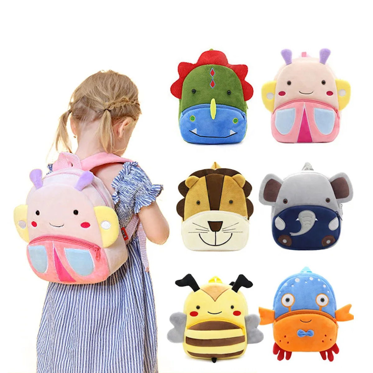 animal kids backpack Cute Plush Cartoon Animal with Ears Kindergarten Backpack for Toddlers –  ChildAngle