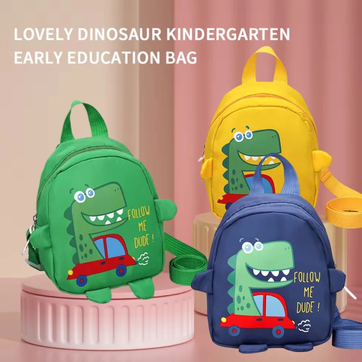 Dinosaur Kindergarten Backpack Toddlers Backpack with Leash - ChildAngle