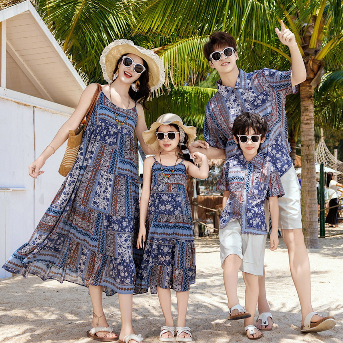Family Matching Dress Boho Strap Dress and Shorts and Shirt Set – ChildAngle