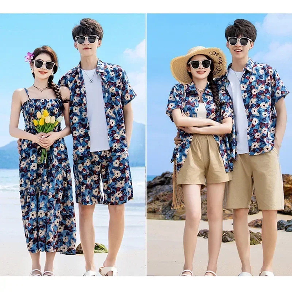 Family Matching Outfits Floral Polo Shirt and Shorts Set - ChildAngle