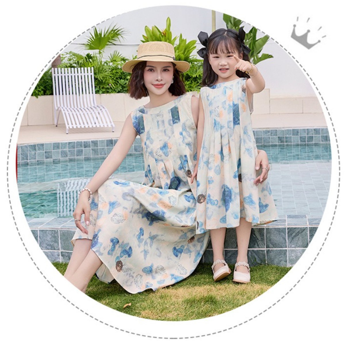 Family Matching Outfits Holiday Graphic Tee and Shirts and Floral Tank Dress - ChildAngle