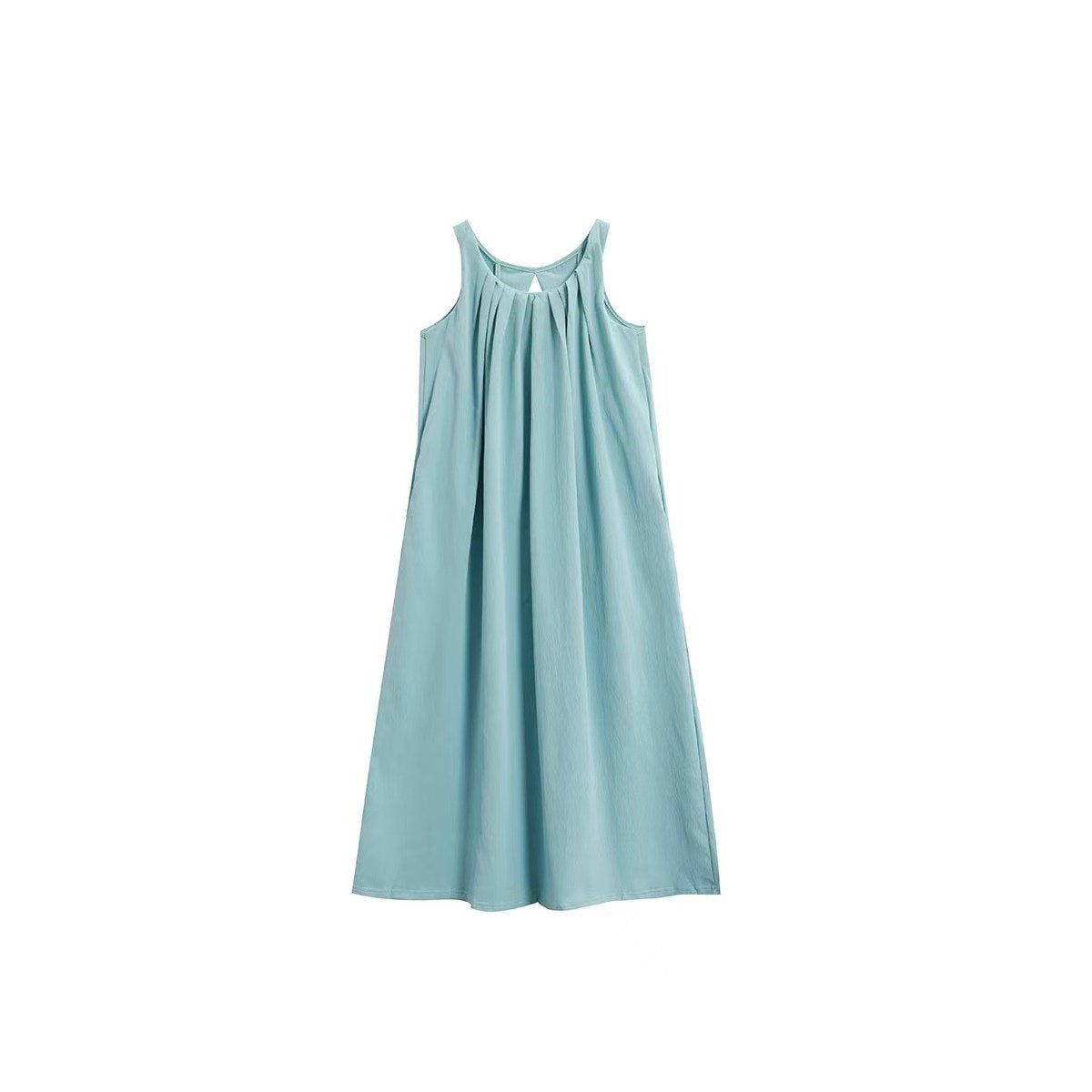 Family Matching Outfits Green Ruffle Neck Tank Top Maxi Dresses and Green Polo Shirts and Shorts - ChildAngle