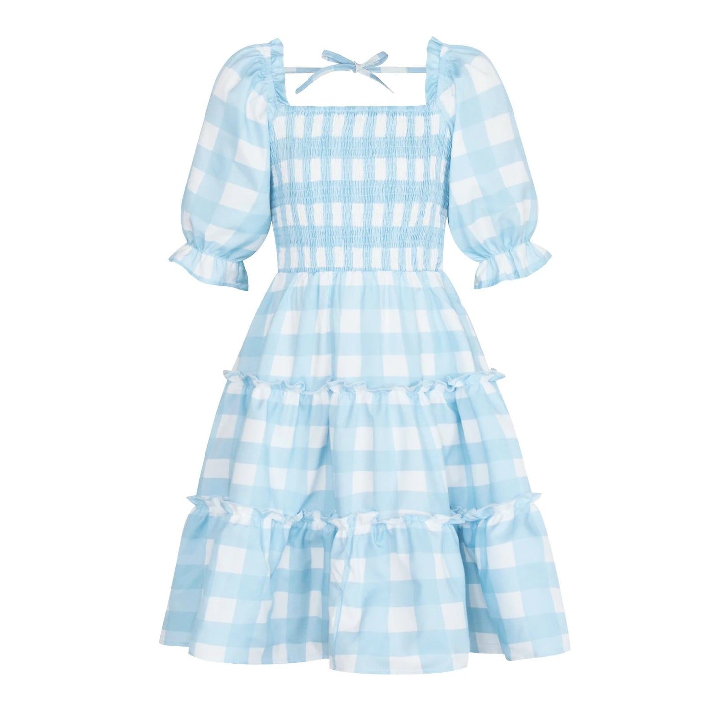 Vestido a cuadros para la familia, look familiar para madre e hijos, vestido de verano para Pascua