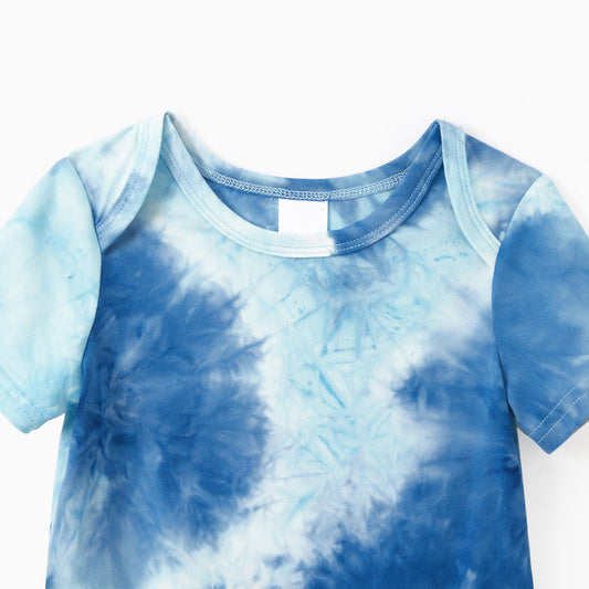 Family Matching Tie Dye Sleeveless Tank Dresses and Short-sleeve T-shirts Sets - ChildAngle