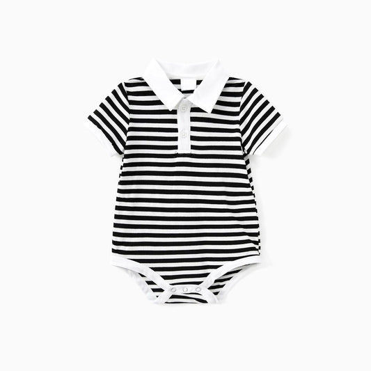 Family Matching Outfits Striped Matching Family Shirts and Stripe V Neck Short Sleeve Dress - ChildAngle