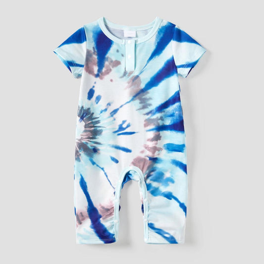 Family Matching Outfits Tie Dye T-Shirts and Sleeveless Tie Dye Maxi Dress with Loose Fit - ChildAngle