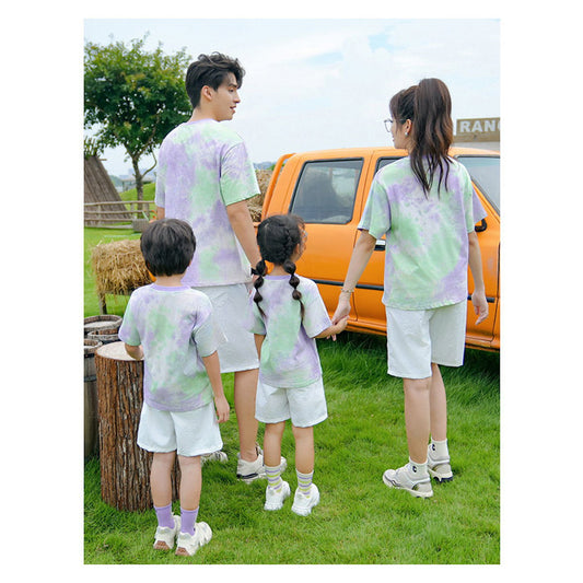 Tie Dye Short-sleeve T-shirt and Shorts Set for Whole Family - ChildAngle