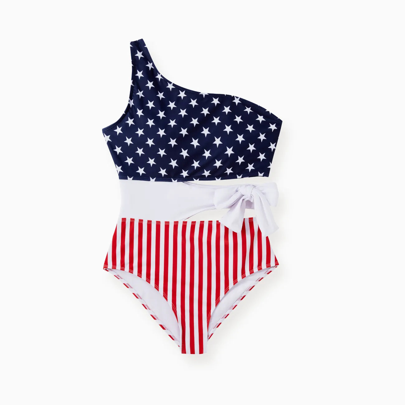 Matching Family Swimsuit Independence National Day Bowknot Star Striped Two Piece