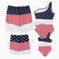 Matching Family Swimsuit Independence National Day Bowknot Star Striped Two Piece