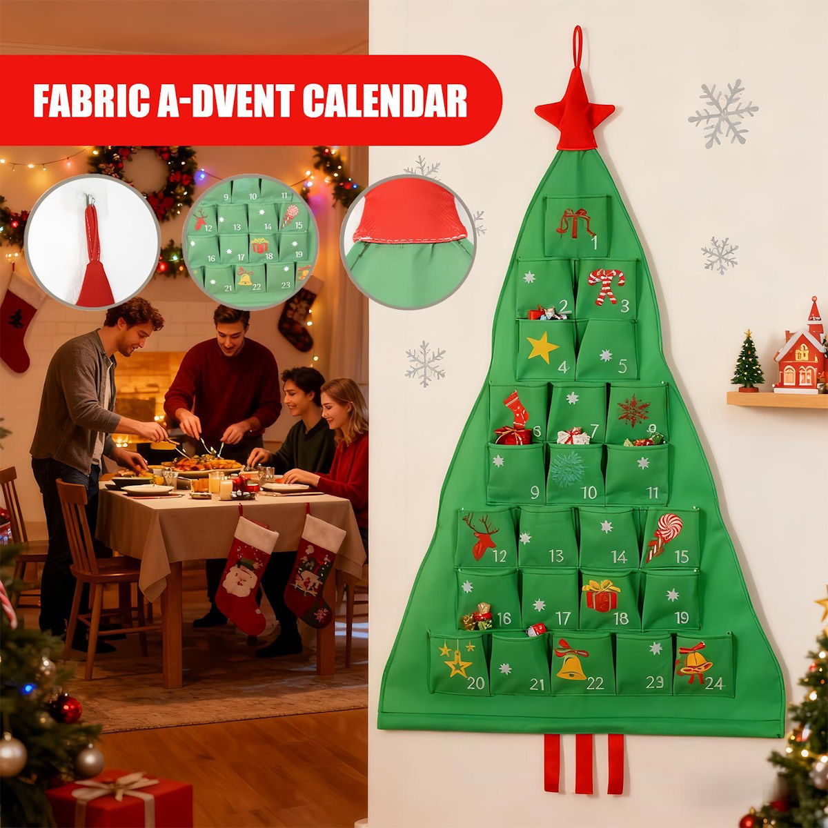 Christmas Felt Advent Calendar Christmas Tree Fabric Advent Calendar - ChildAngle