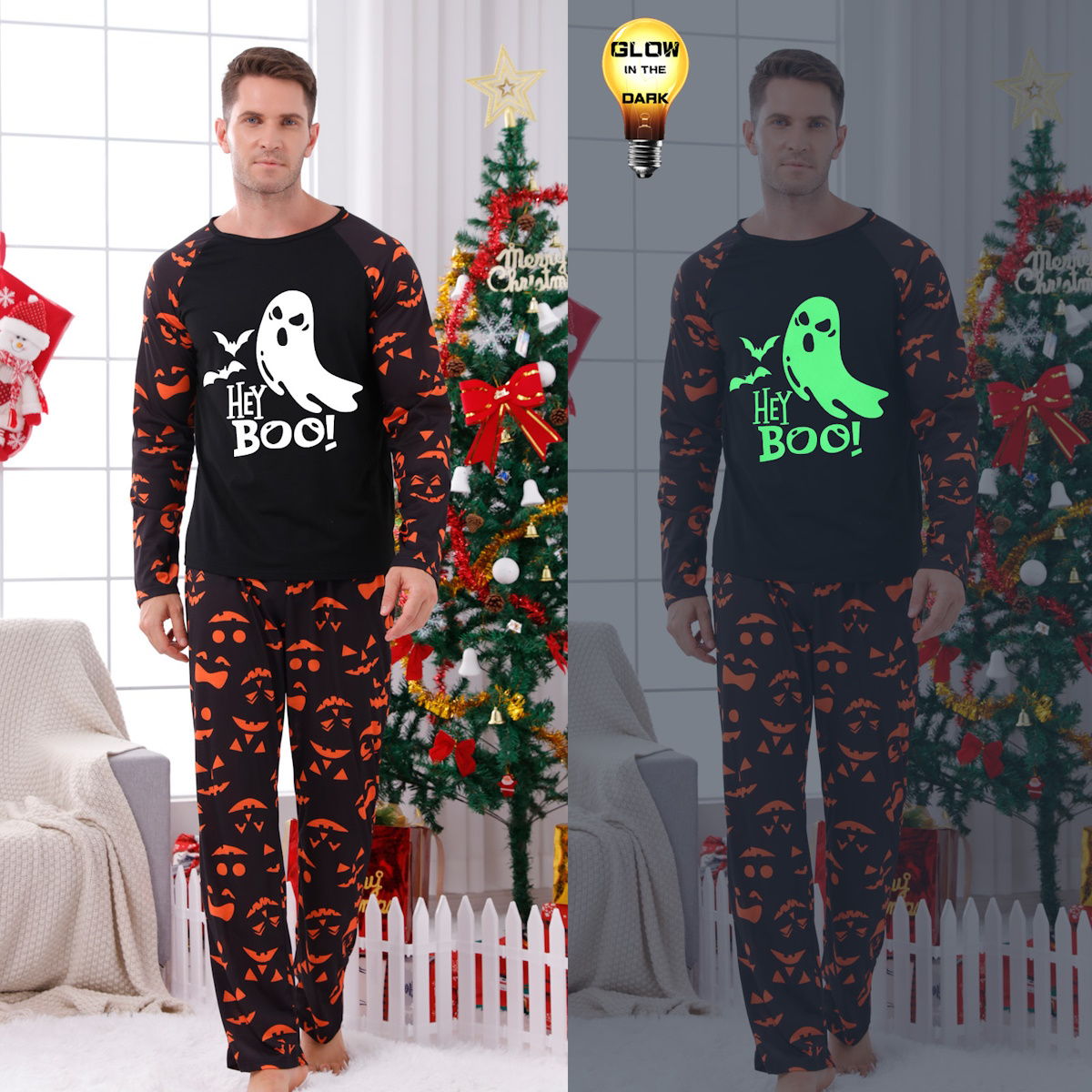 Glow in the Dark Family Matching Pajama Halloween Trick or Treat Ghost Boo - ChildAngle