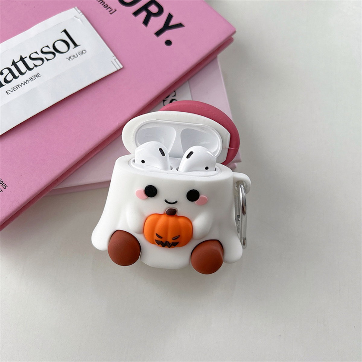 AirPods Pro 3 AirPods 5 Halloween Ghost AirPods Case with Pumpkin and Witch Hat - ChildAngle
